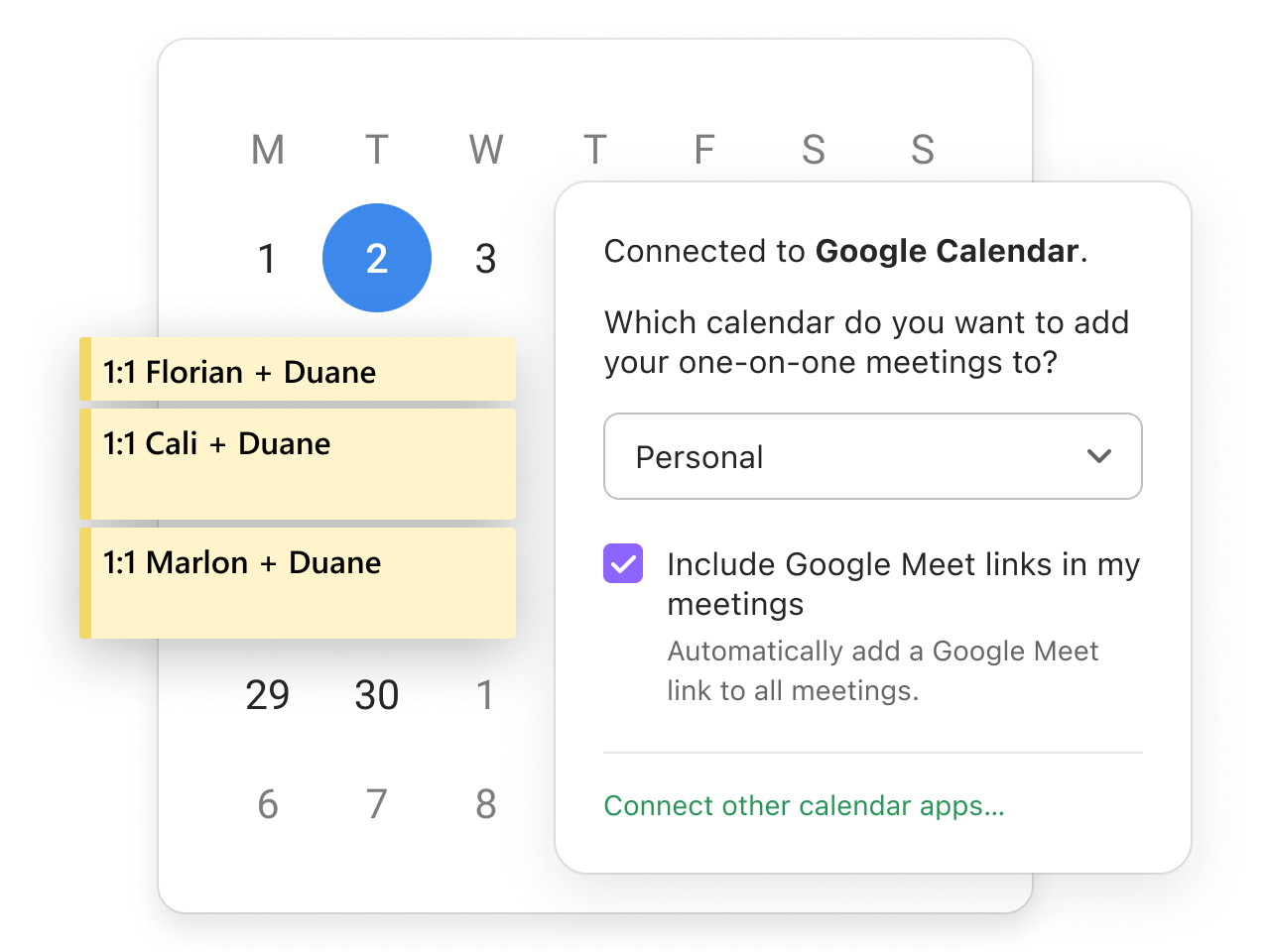 An example of Know Your Team’s calendar integration